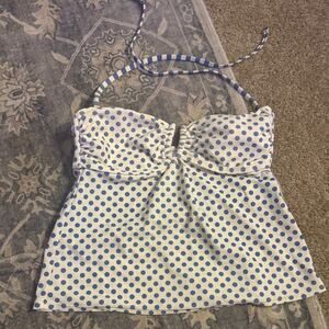 Catalina Blue and White Polka Dot Bikini Top